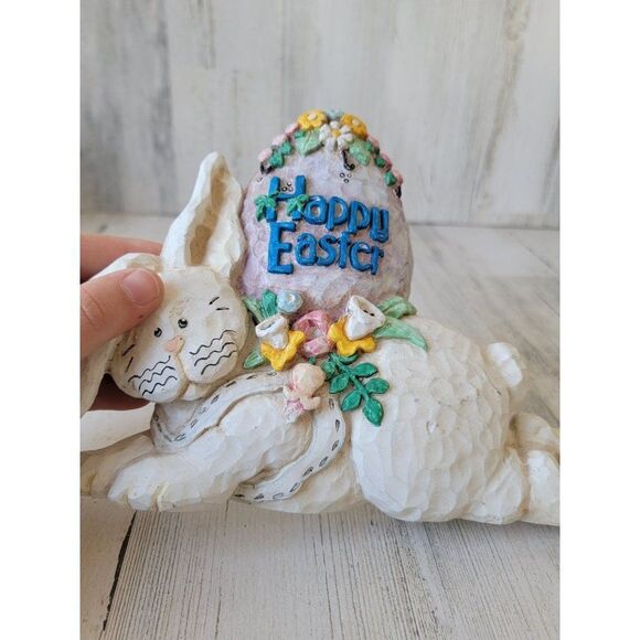 Happy Easter White bunny egg Spring figure decor floral - Picture 2 of 4